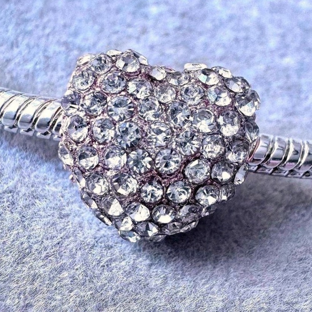 Rose Gold Crystal Heart Charm fits PANDORA